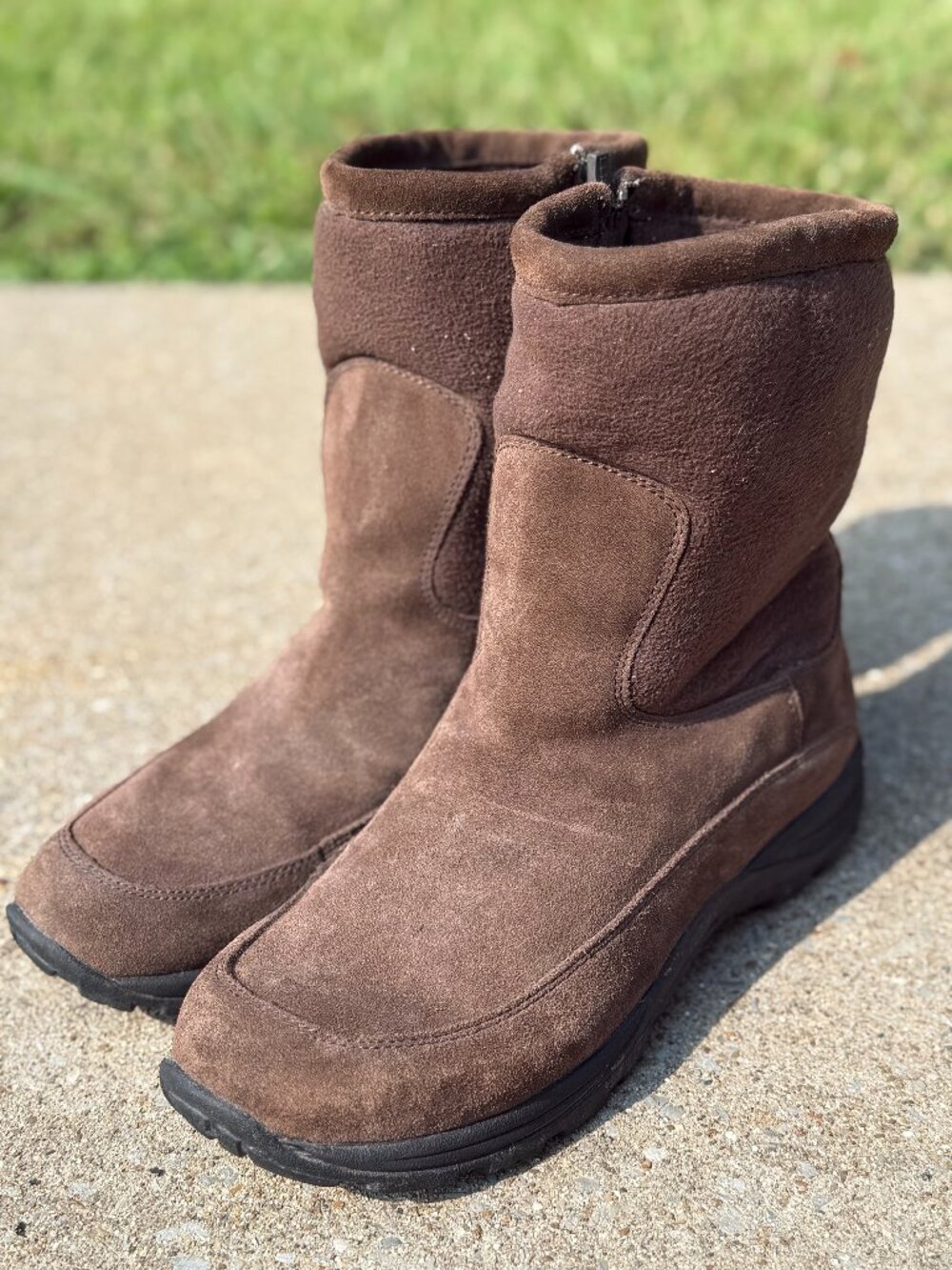 L.L.Bean Mens 10.5 Brown Suede Winter Boots Side Zip Gorpcore Outdoor 4076